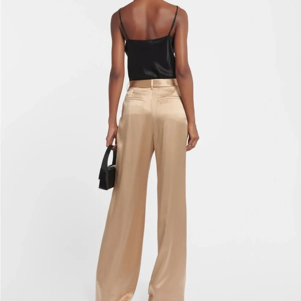 NILI LOTAN flavie pant in khaki 100% Silk Size Woman’s 8 - Picture 5 of 12